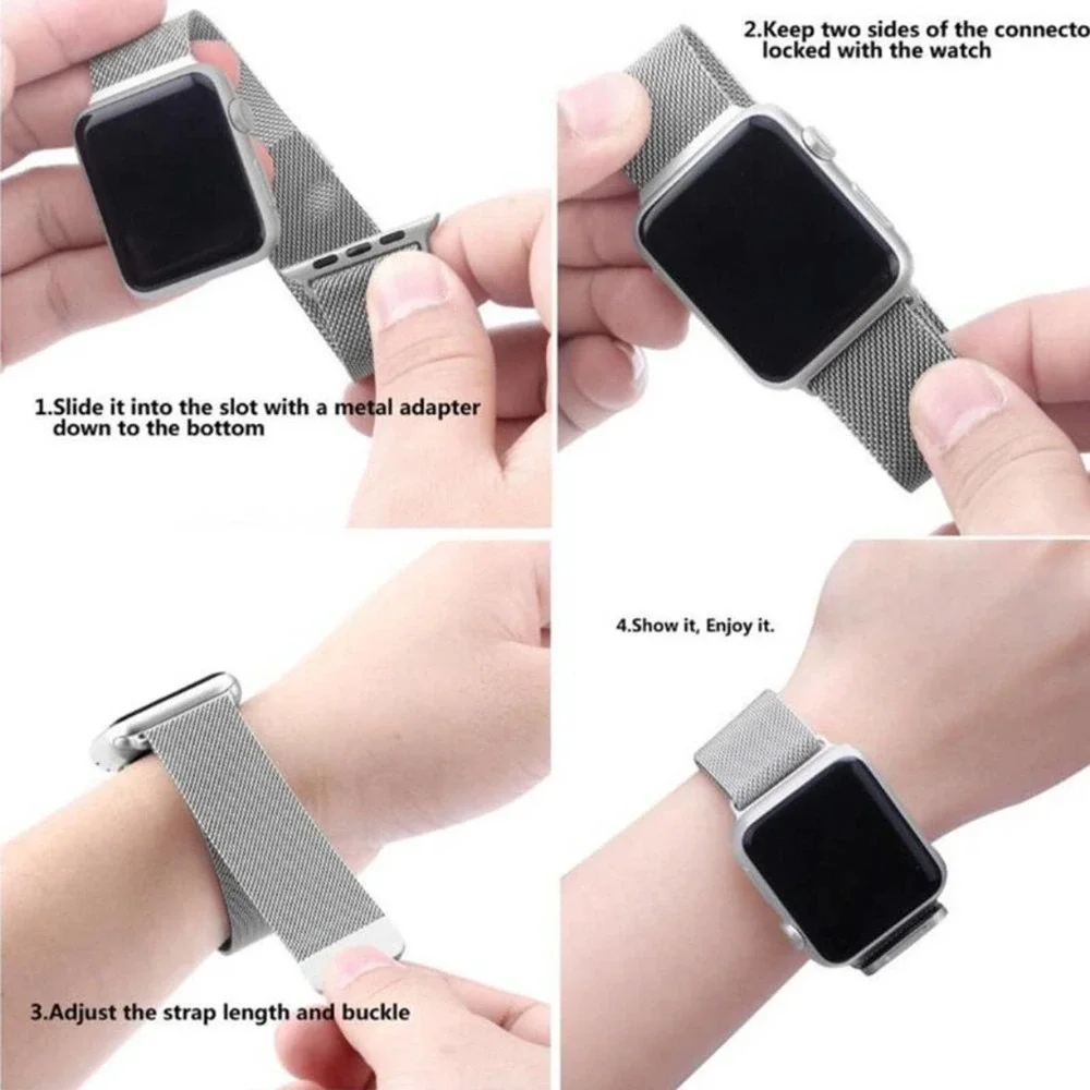NEW BAND RED Milanese Stainless For Apple Watch - Picture 2 of 3